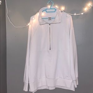 white zip up sweatshirt light material